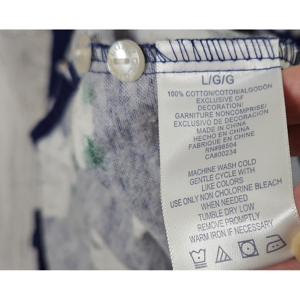 Lanz of Salzburg Pajama Top Womens Large Blue Cotton Dog Print Button Front - Picture 7 of 8